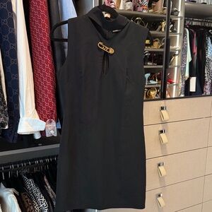 Beautiful Black Sleeveless Mini Dress with Gold Accent